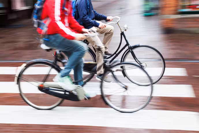 dutch town bikes in the rain
