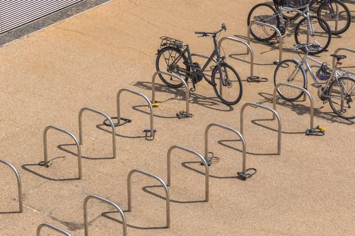 elevated view of sheffield stands and bicycles in London
