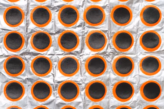 close-up photo of a sheet of puncture patches