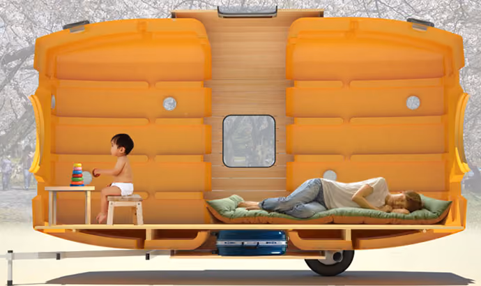 Cutaway of takuTanku caravan