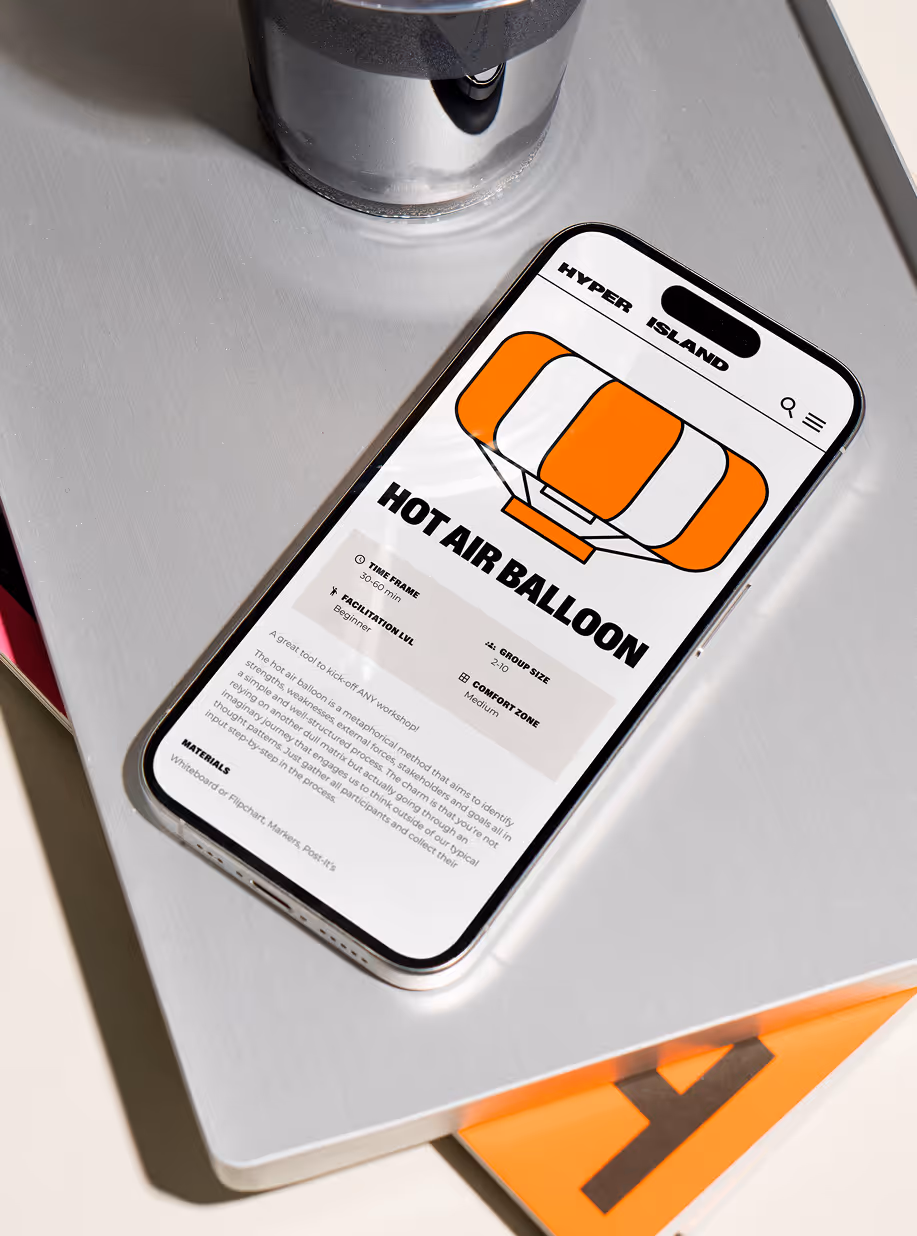 UI & Design of Hyper Island Toolbox tool.
