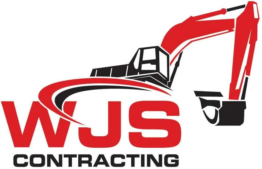 WJS Contracting logo with stylized red and black excavator graphic above the text.