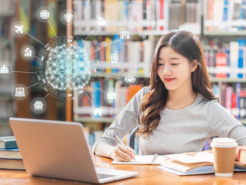 woman using AI for Assignments - AI For Assignment