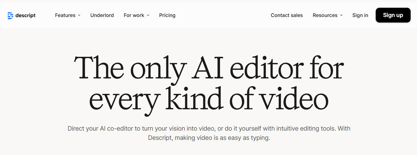 descript - Best AI Productivity Tools