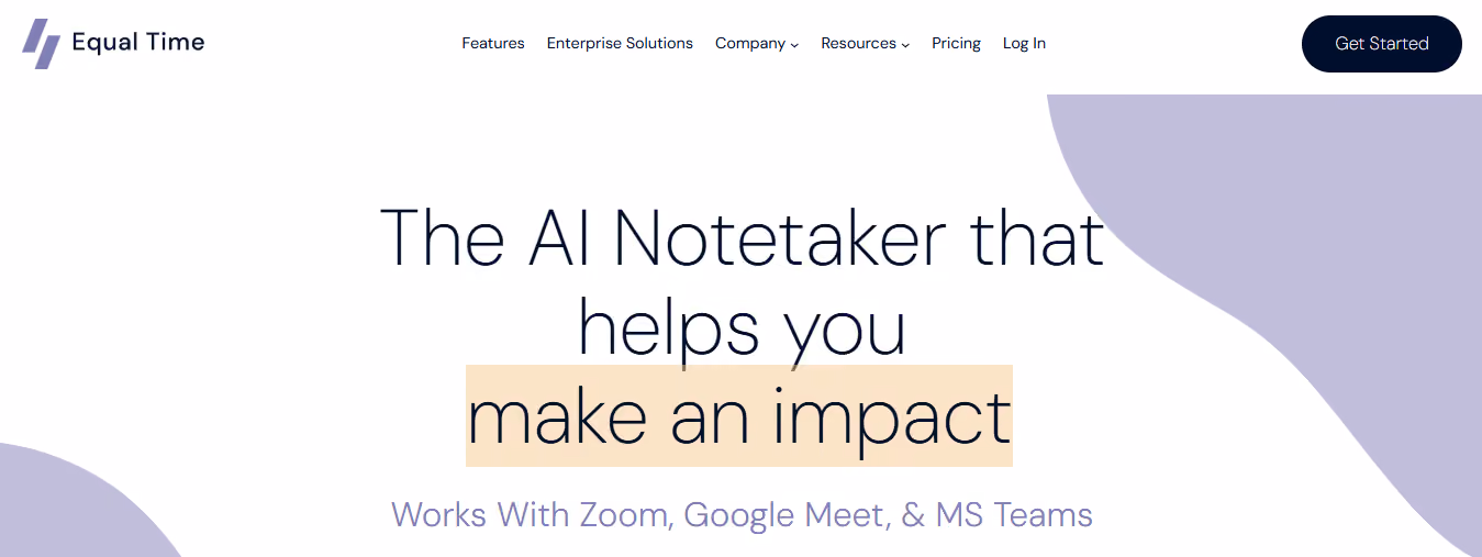 equal time - Best AI Meeting Note Taker