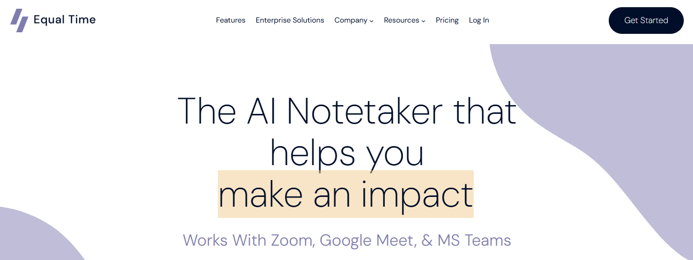 equal time - Best AI Meeting Note Taker