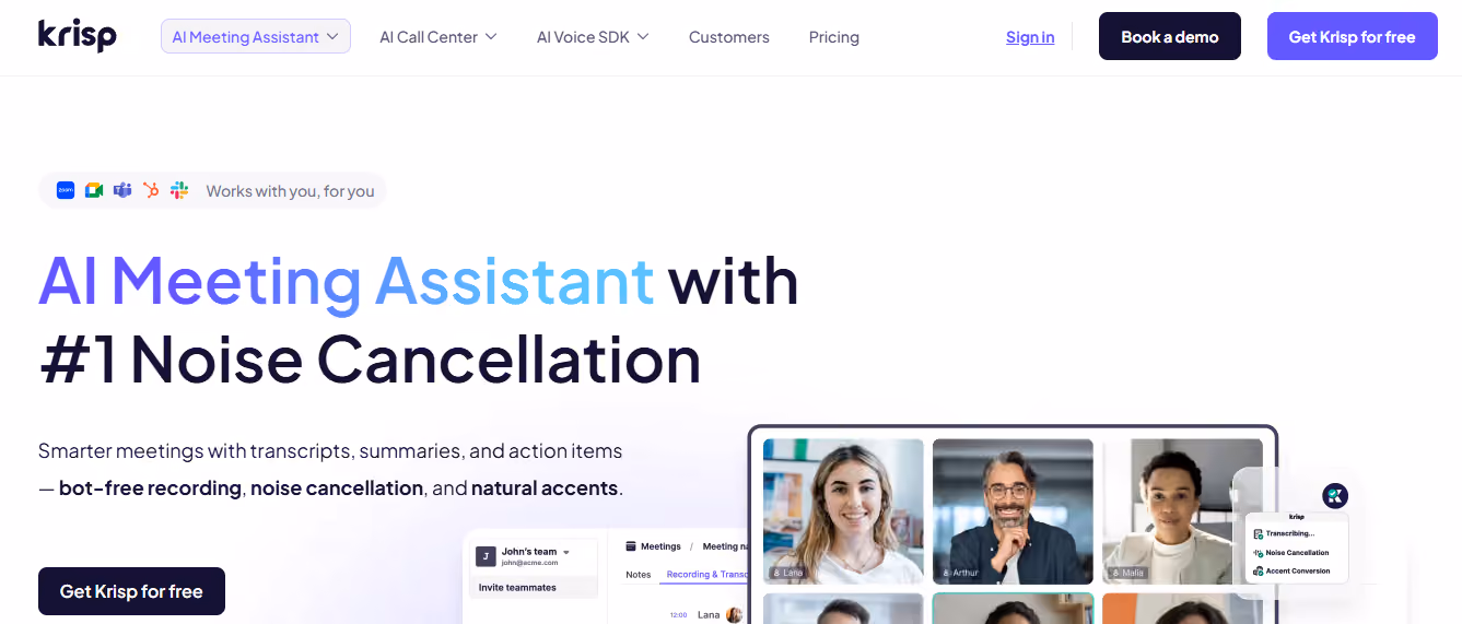 krisp - Best AI Meeting Note Taker