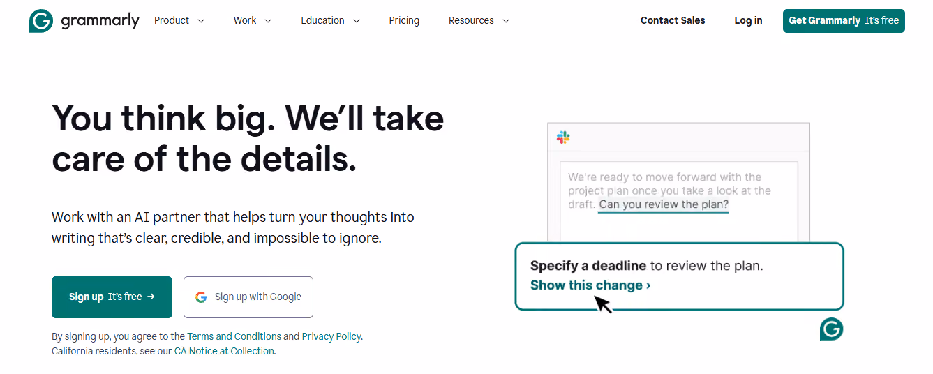 Grammarly -Best AI Websites for Students
