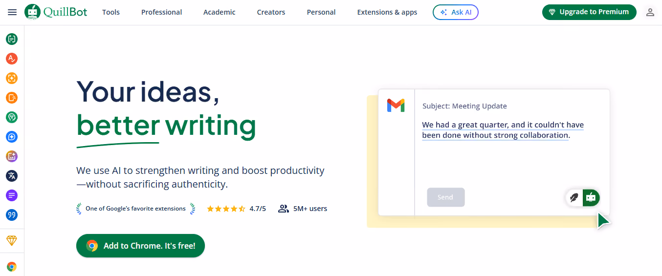 QuillBot  - Best AI Websites for Students