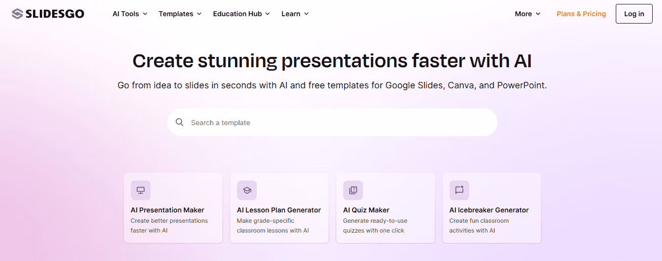 Slidesgo  - Best AI Websites for Students