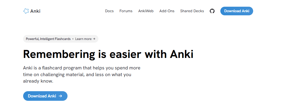 Anki  - Best AI Websites for Students