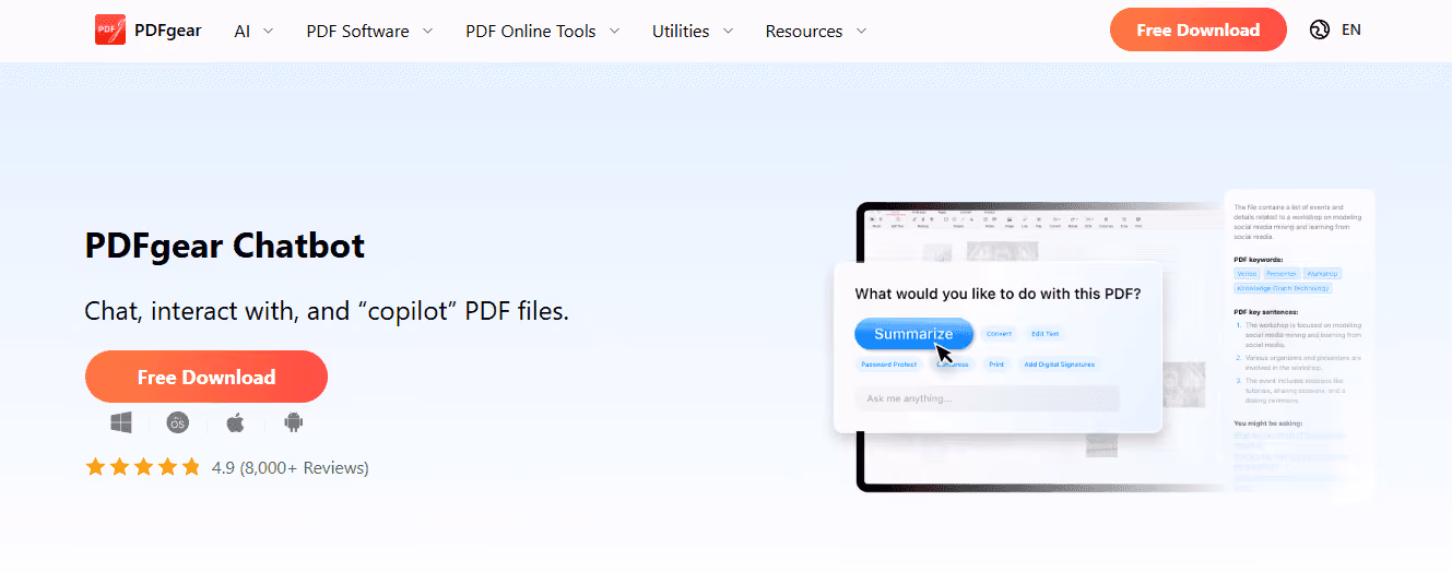 PDFgear Chatbot  - Best AI Websites for Students