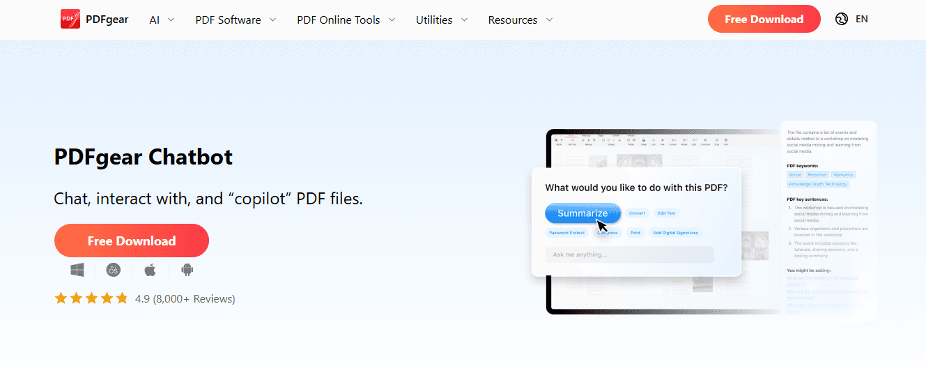 PDFgear Chatbot  - Best AI Websites for Students