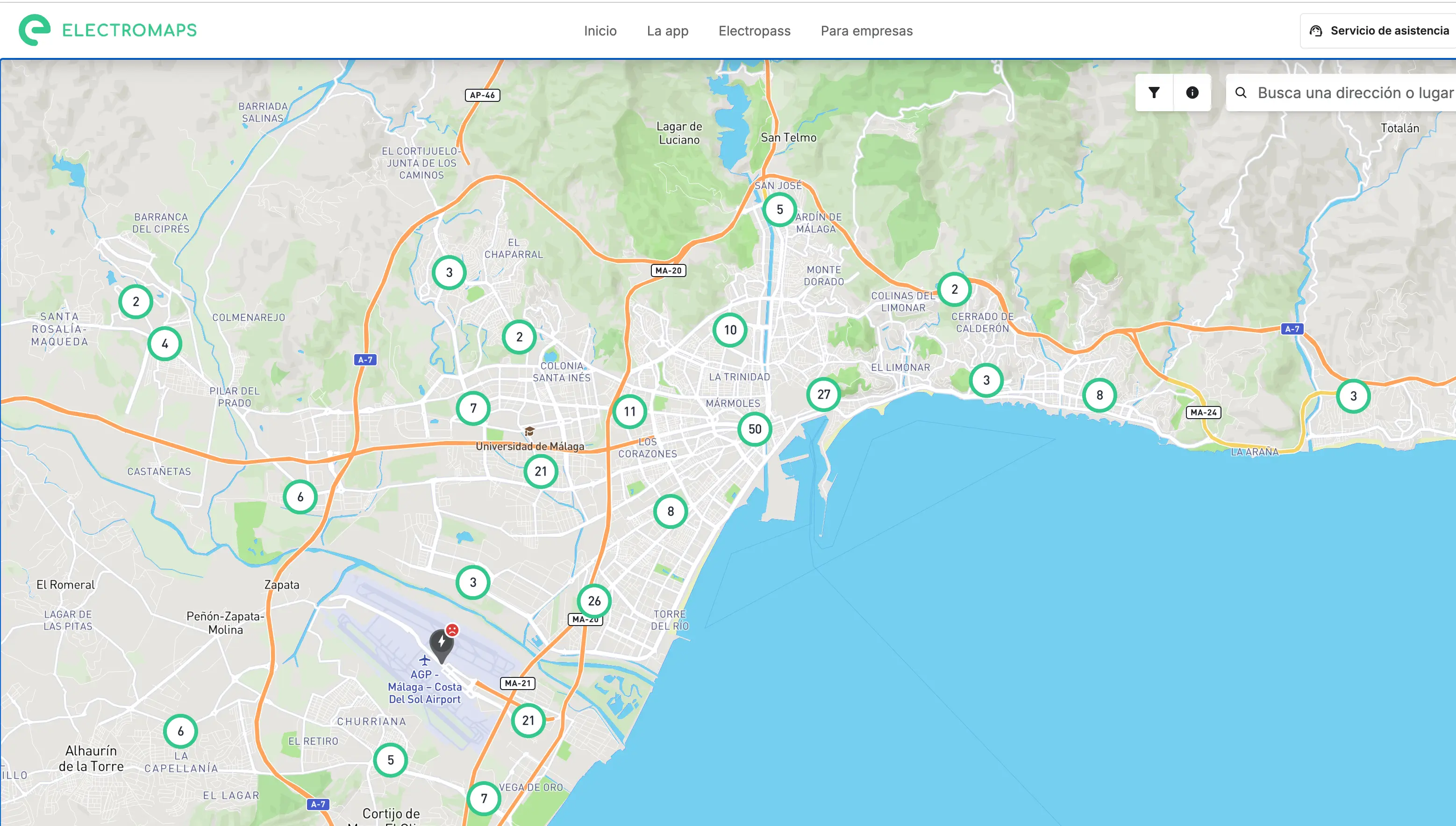 punto de recarga coche eléctrico Málaga centro