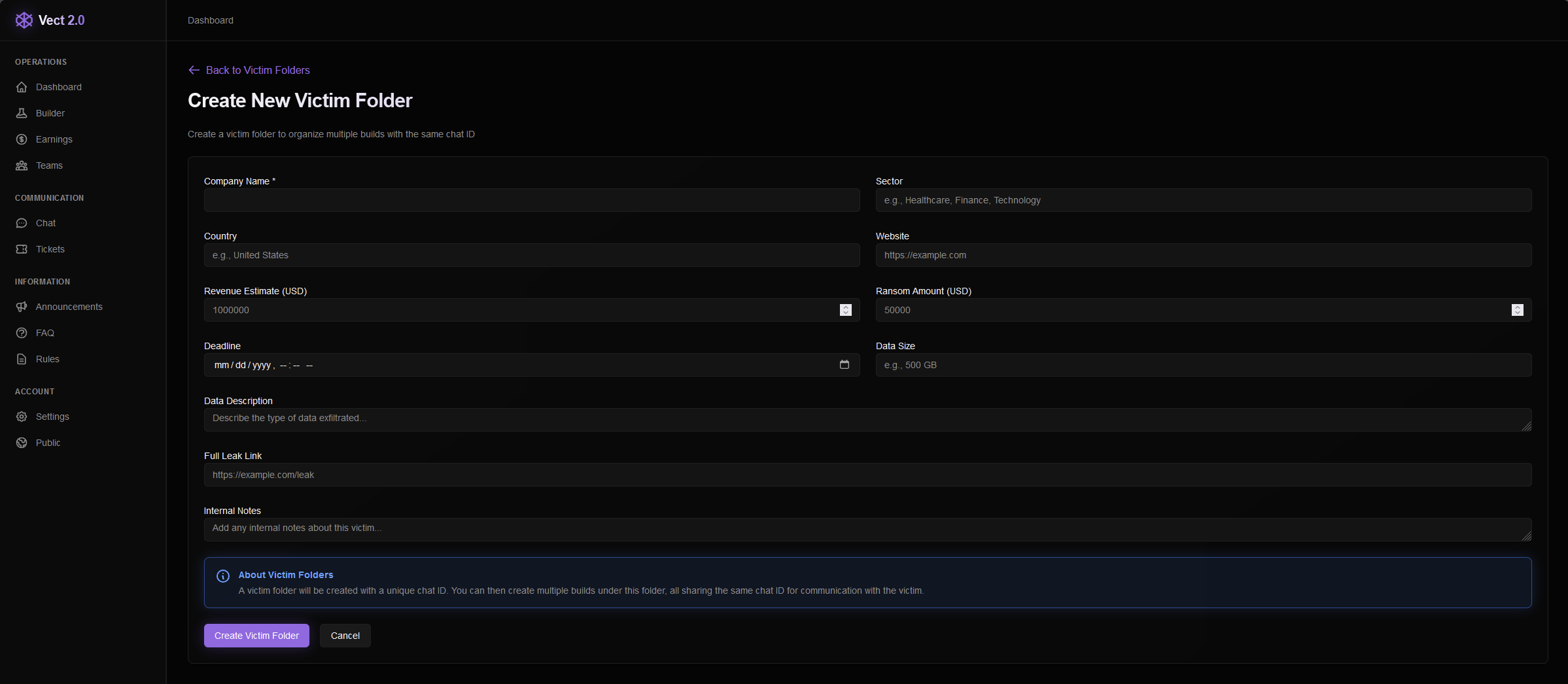 Figure 4: New Victim Folder Creation 