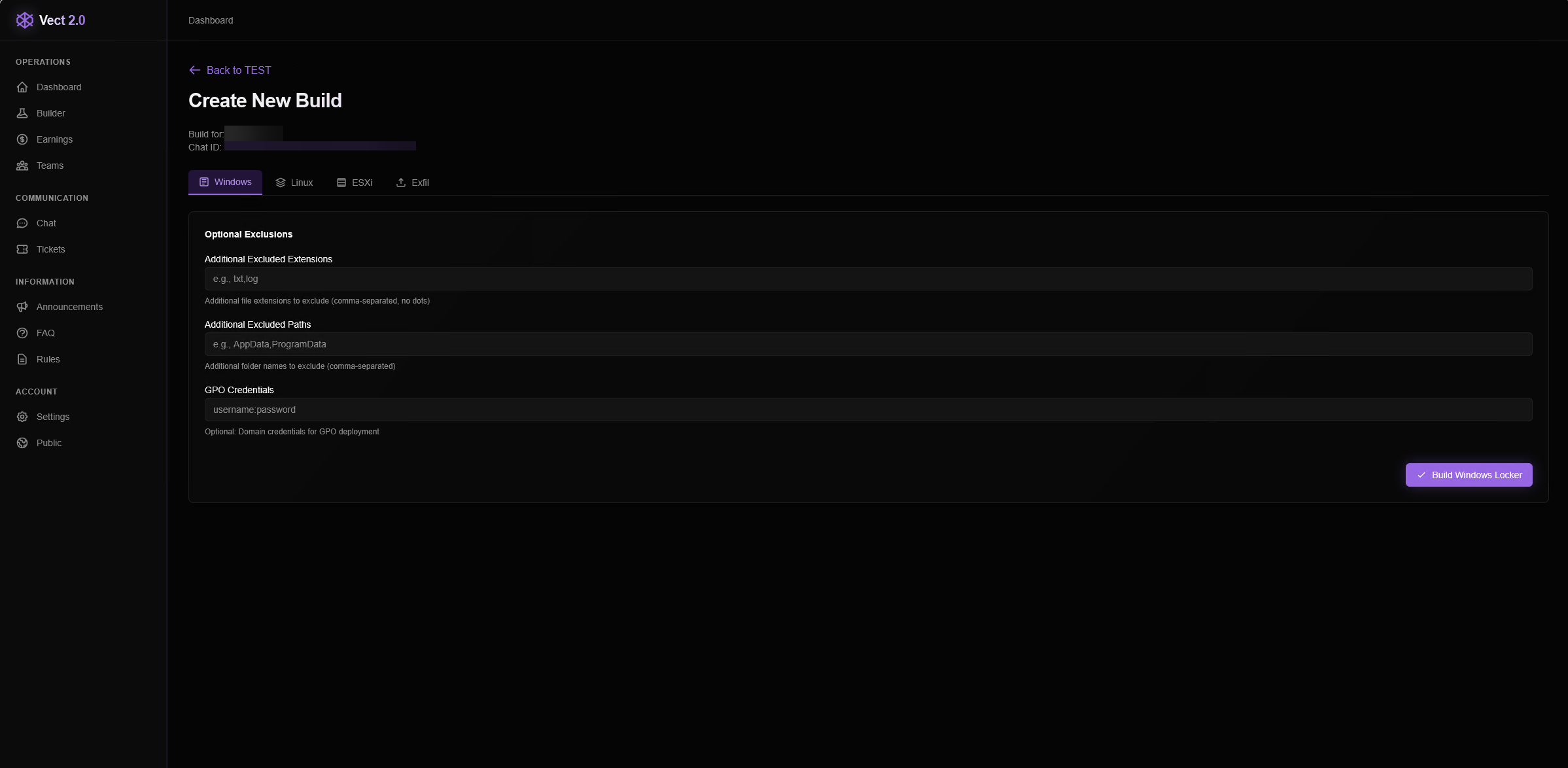 Figure 6: Windows Build Creation 