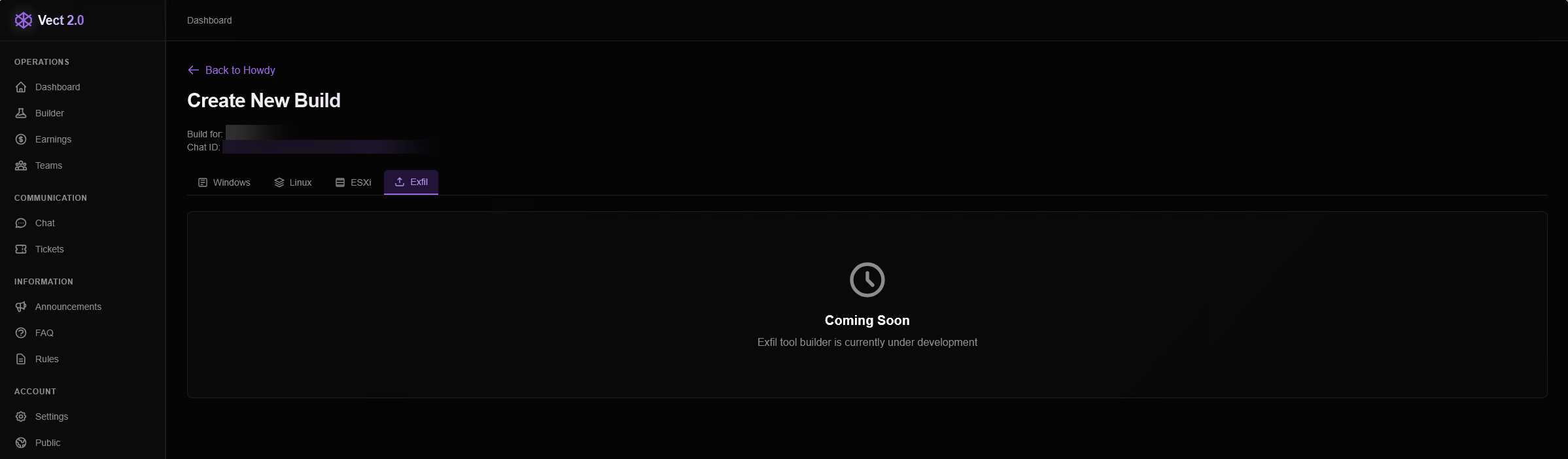 Figure 8: Exfil Build Creation 