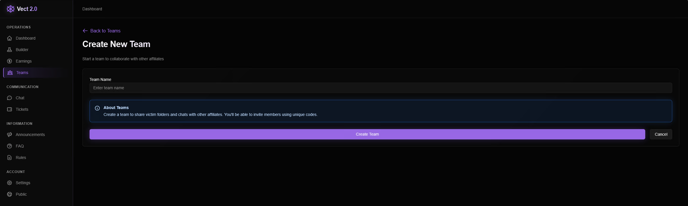 Figure 12: Team Creation 