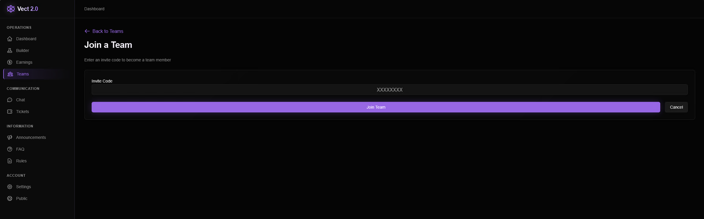 Figure 13: Joining Team 