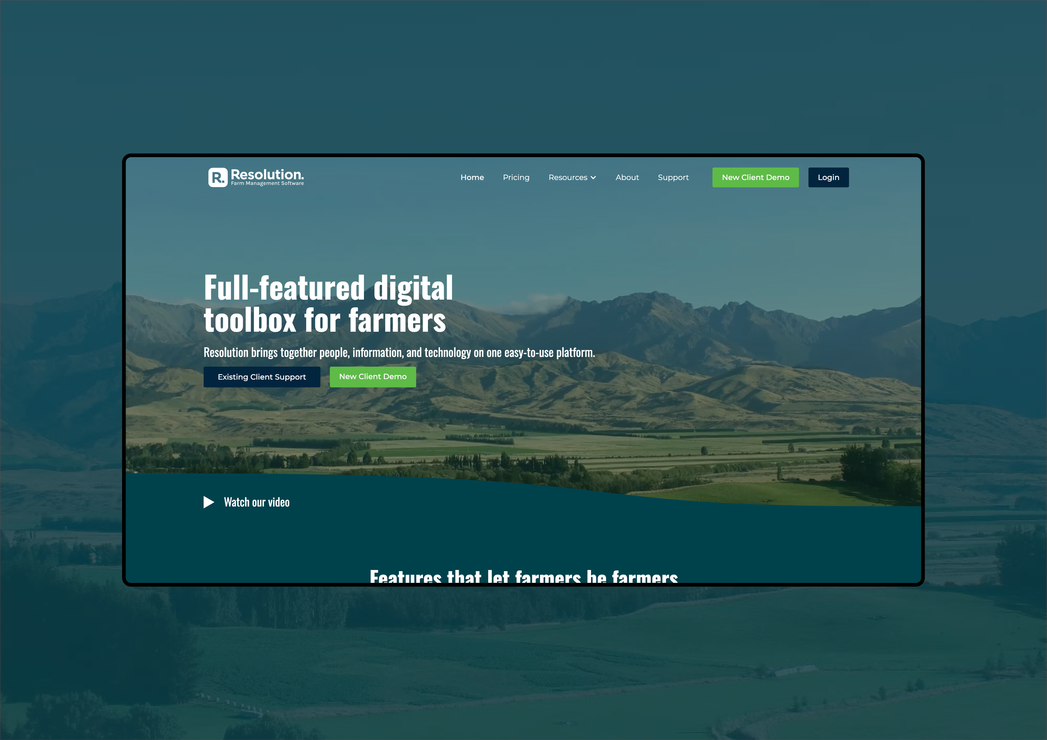 Resolution Farming App Website & CRM