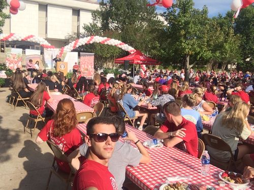 Students celebrating at the student orientation