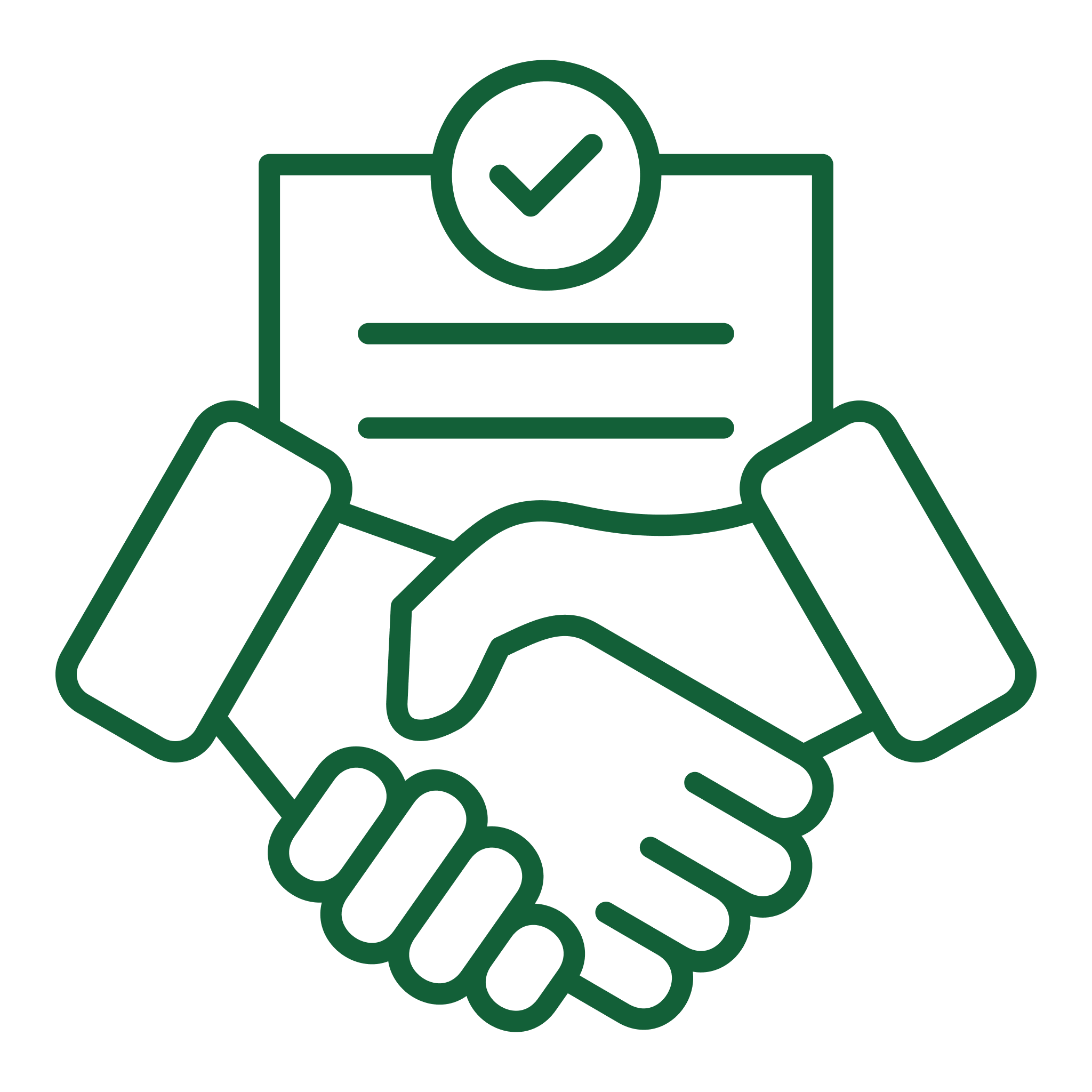 Handshake and approved document icon