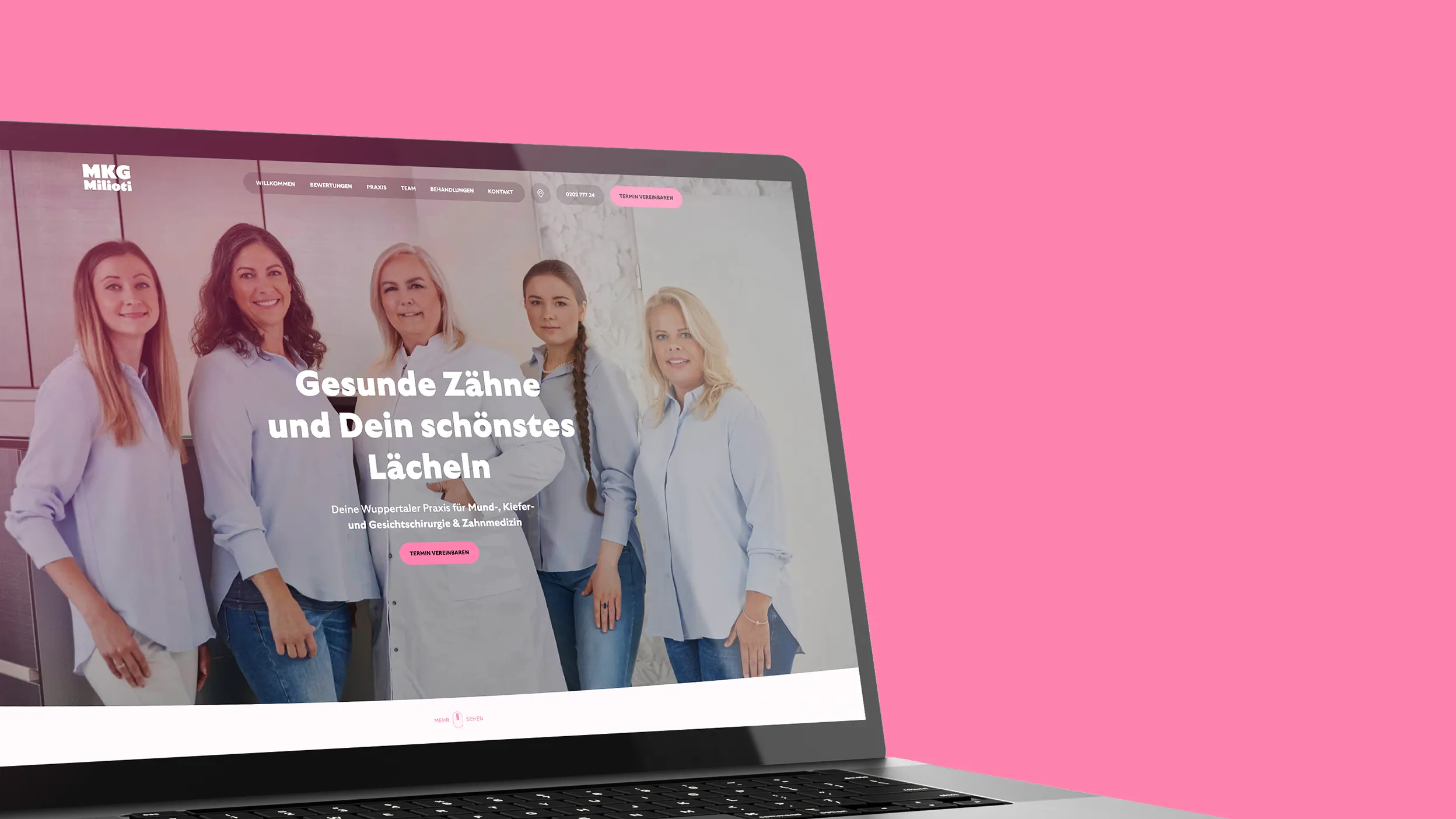 Praxis-Logo und Praxis-Website für die MKG-Praxis Milioti von der Design- und Webagentur Büro Bloock aus Köln