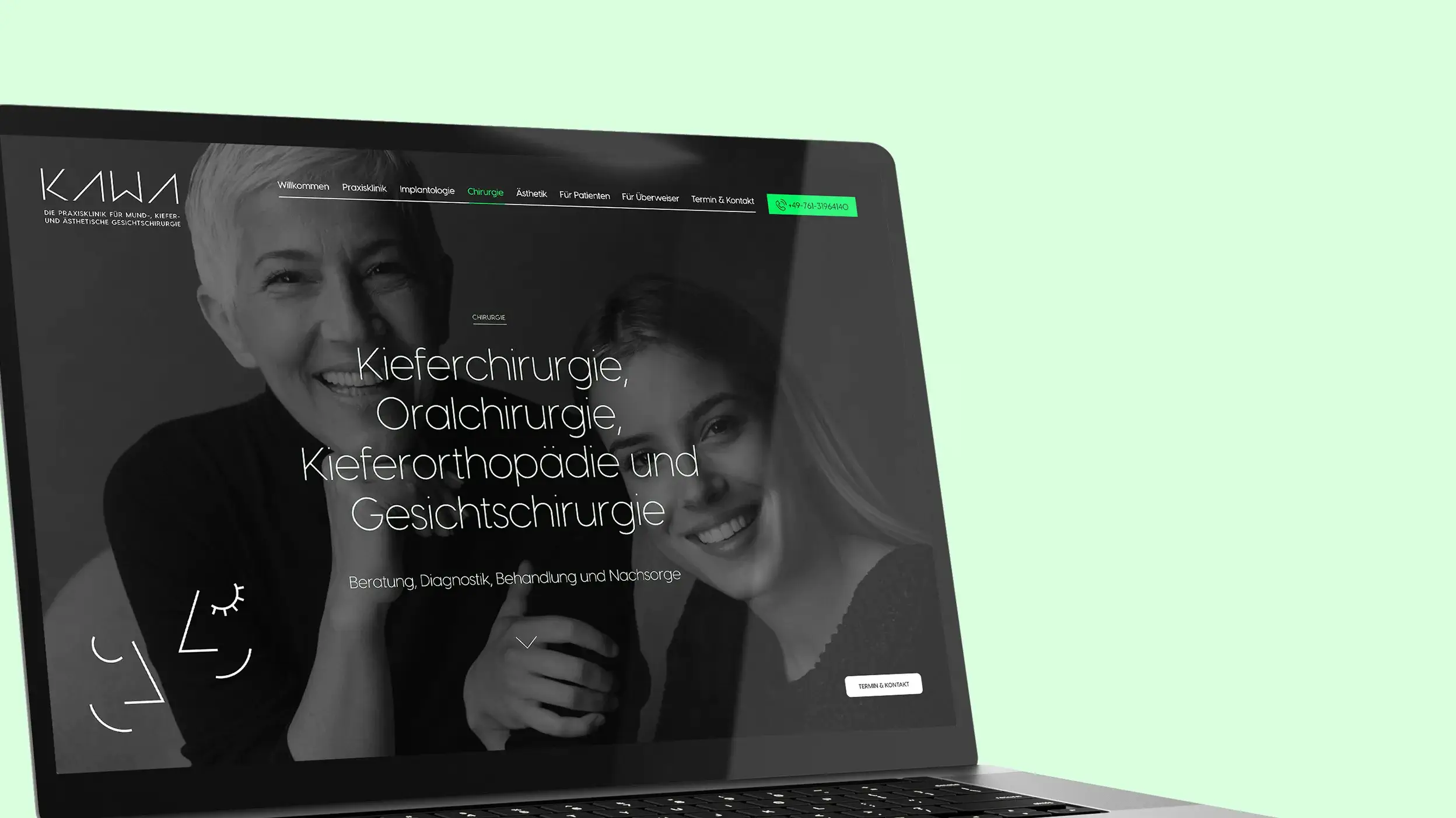 Corporate Design und Website für MKG-Praxis Dr. Kawa in Freiburg von der Designagentur Büro Bloock aus Köln