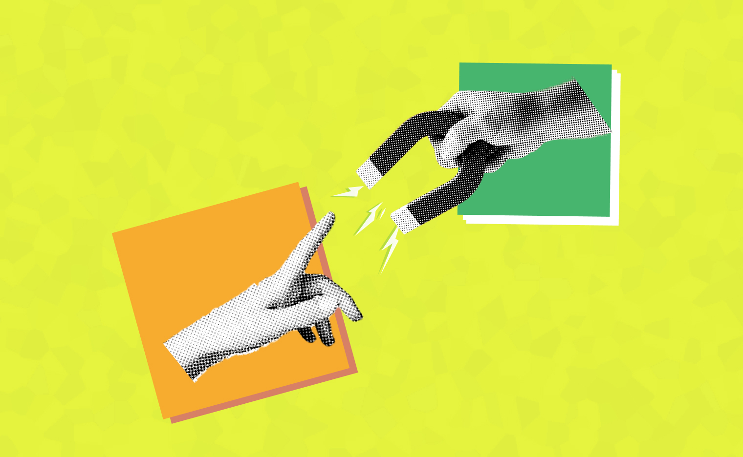 How to reduce churn in SaaS illustration showing two hands reaching with sparks between them