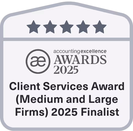 accounting excellence Awards 2025 - Client services award (Medium and large firms) 2025 finalists