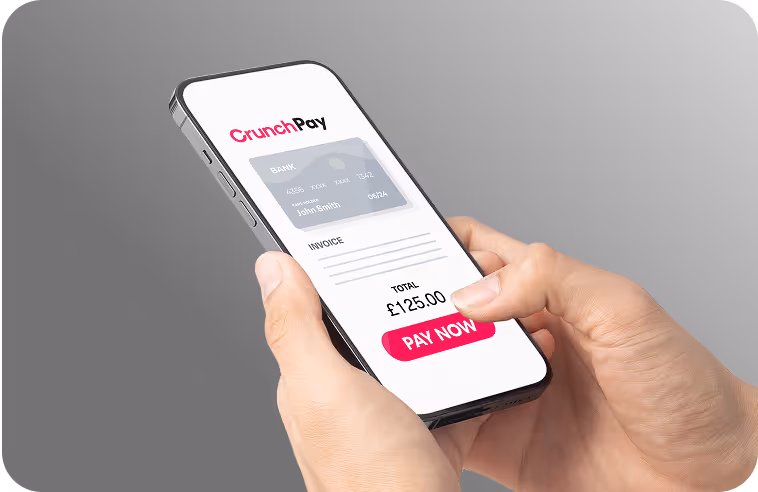Image of a Crunch pay now screen on a phone