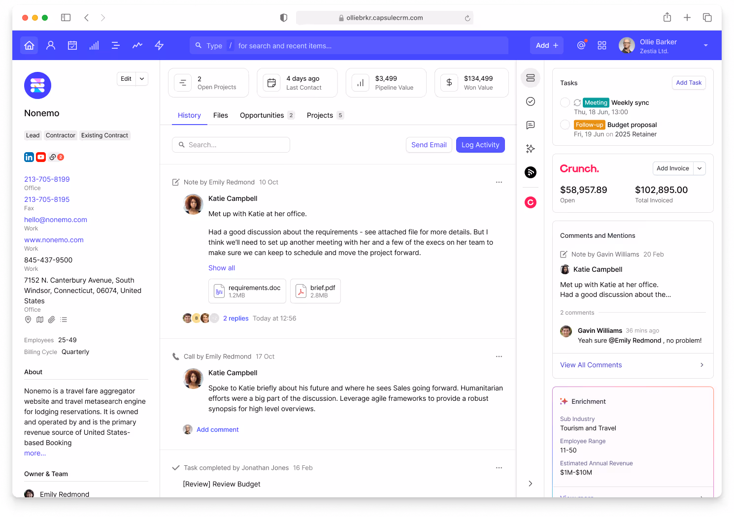 A screenshot of Capsule software