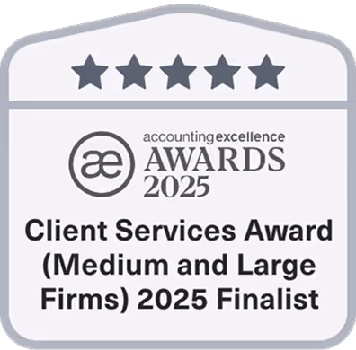 Accounting Excellent awards 2025 - Client services award (Medium and Large Firms) 2025 Finalst