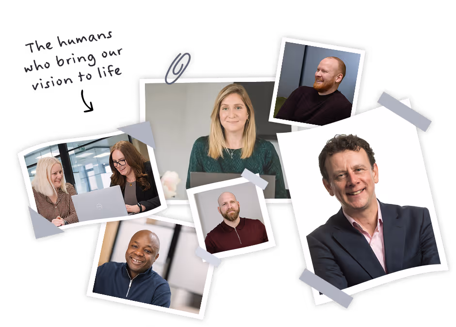 Several images of Crunch team members with text saying "The humans who bring our vision to life"