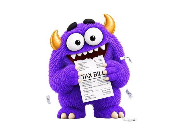 Image of a monster eating a tax bill