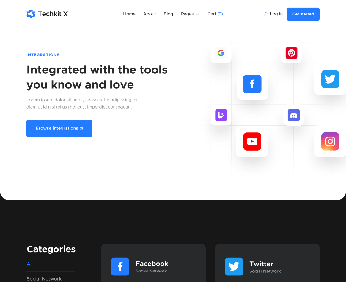 Integrations - Techkit X Webflow Template