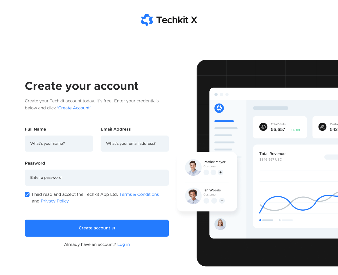 Create Account - Techkit X Webflow Template