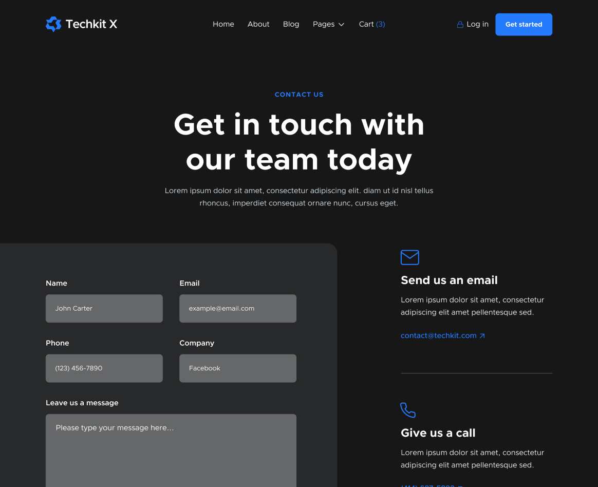 Contact V3 - Techkit X Webflow Template