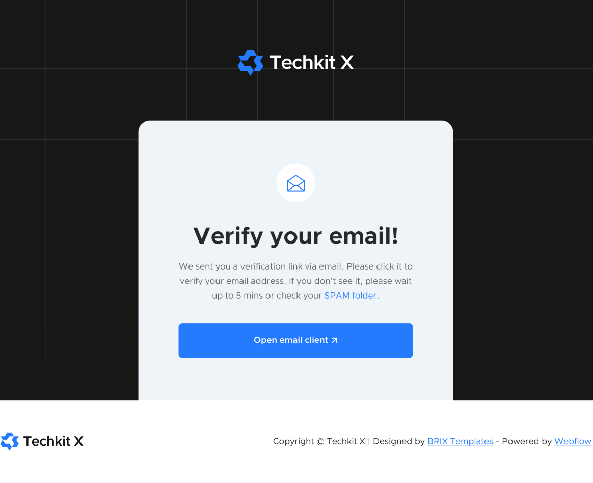 Verify Email - Techkit X Webflow Template