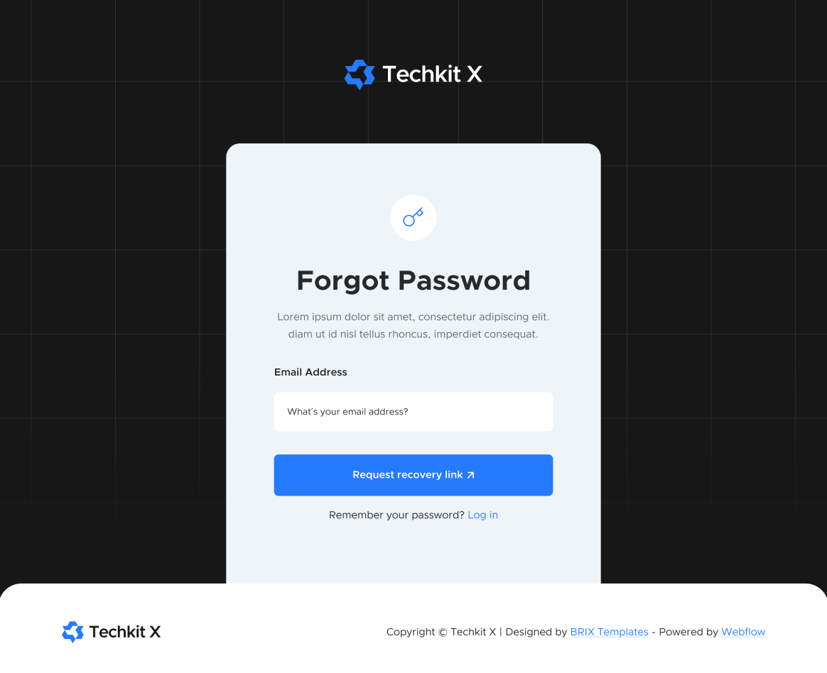 Forgot Password - Techkit X Webflow Template