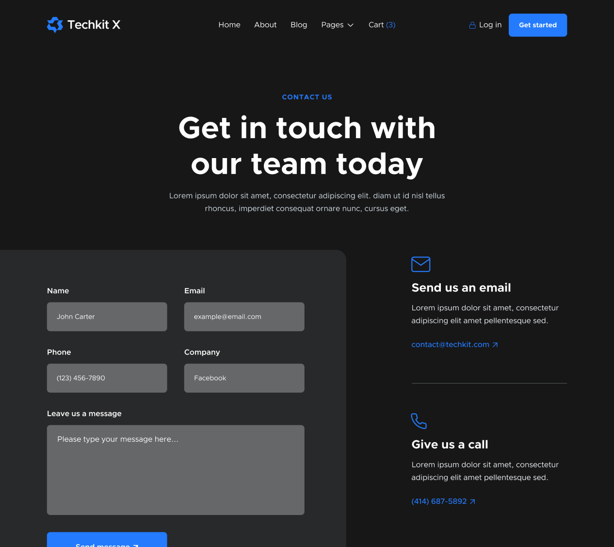 Contact V3 - Techkit X Webflow Template