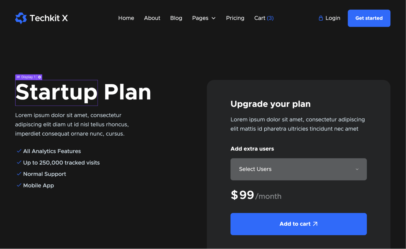 eCommerce Page - Techkit X Webflow Template