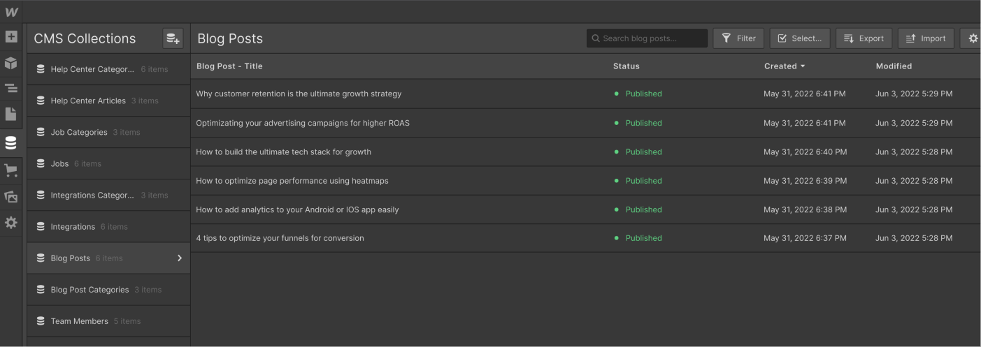 CMS Collection - Techkit X Webflow Template
