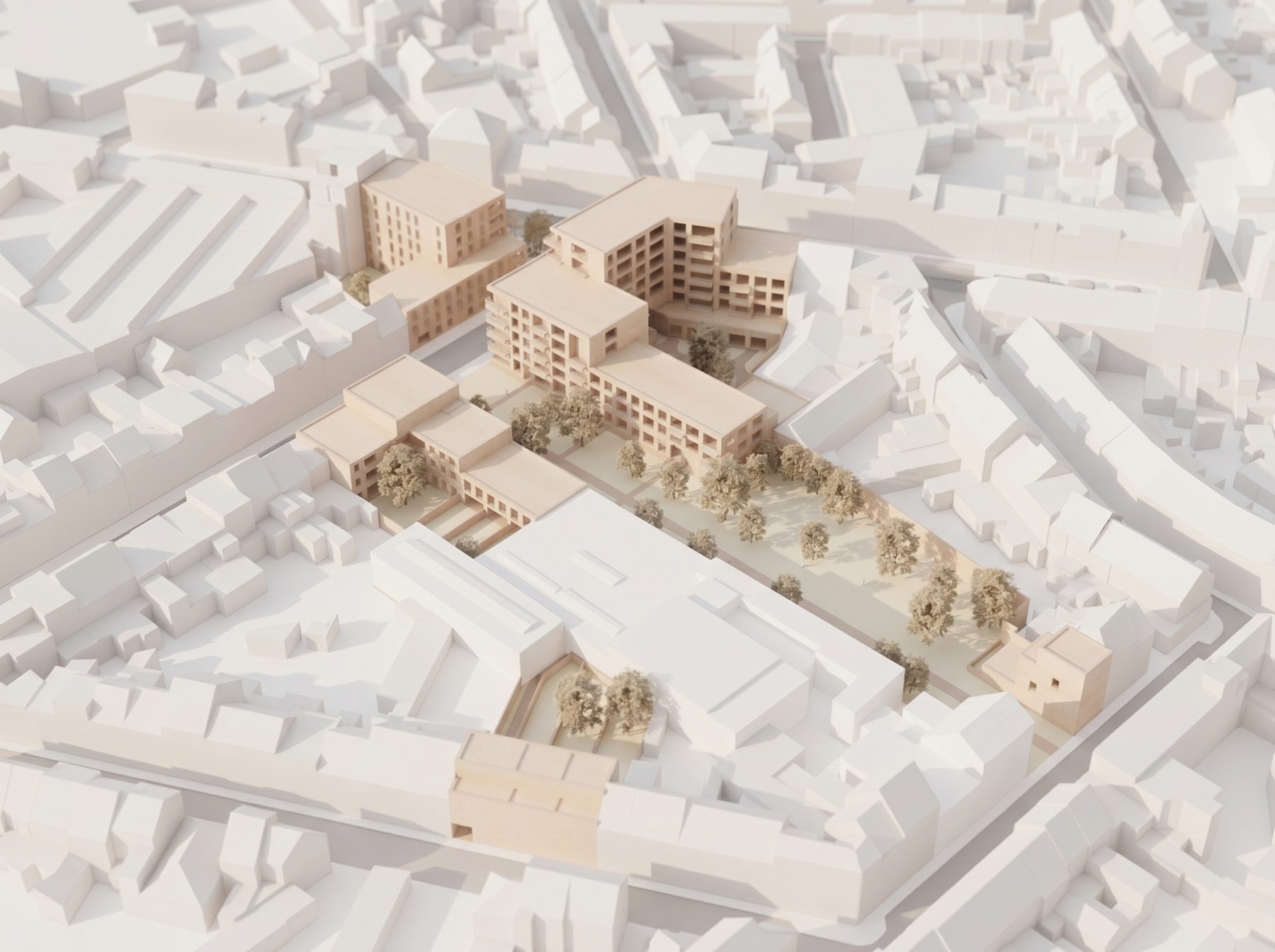 Maquette van de Site Deleersnyder met het centrale buurtpark