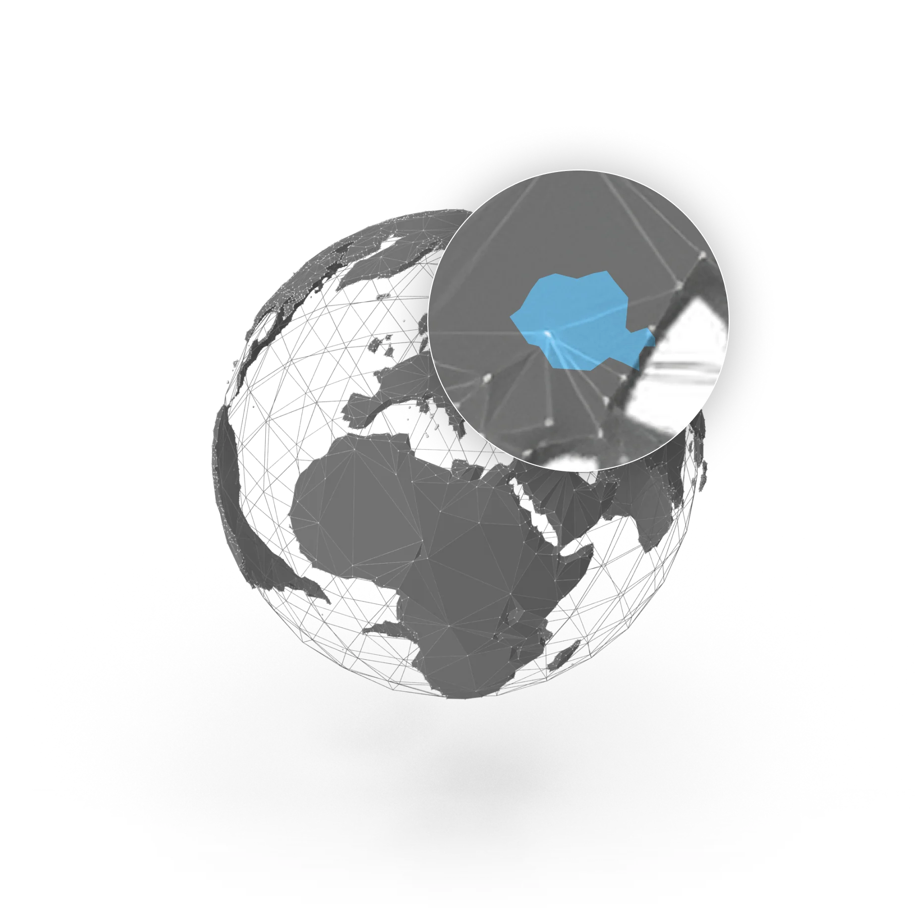 A globe illustration highlighting North America.