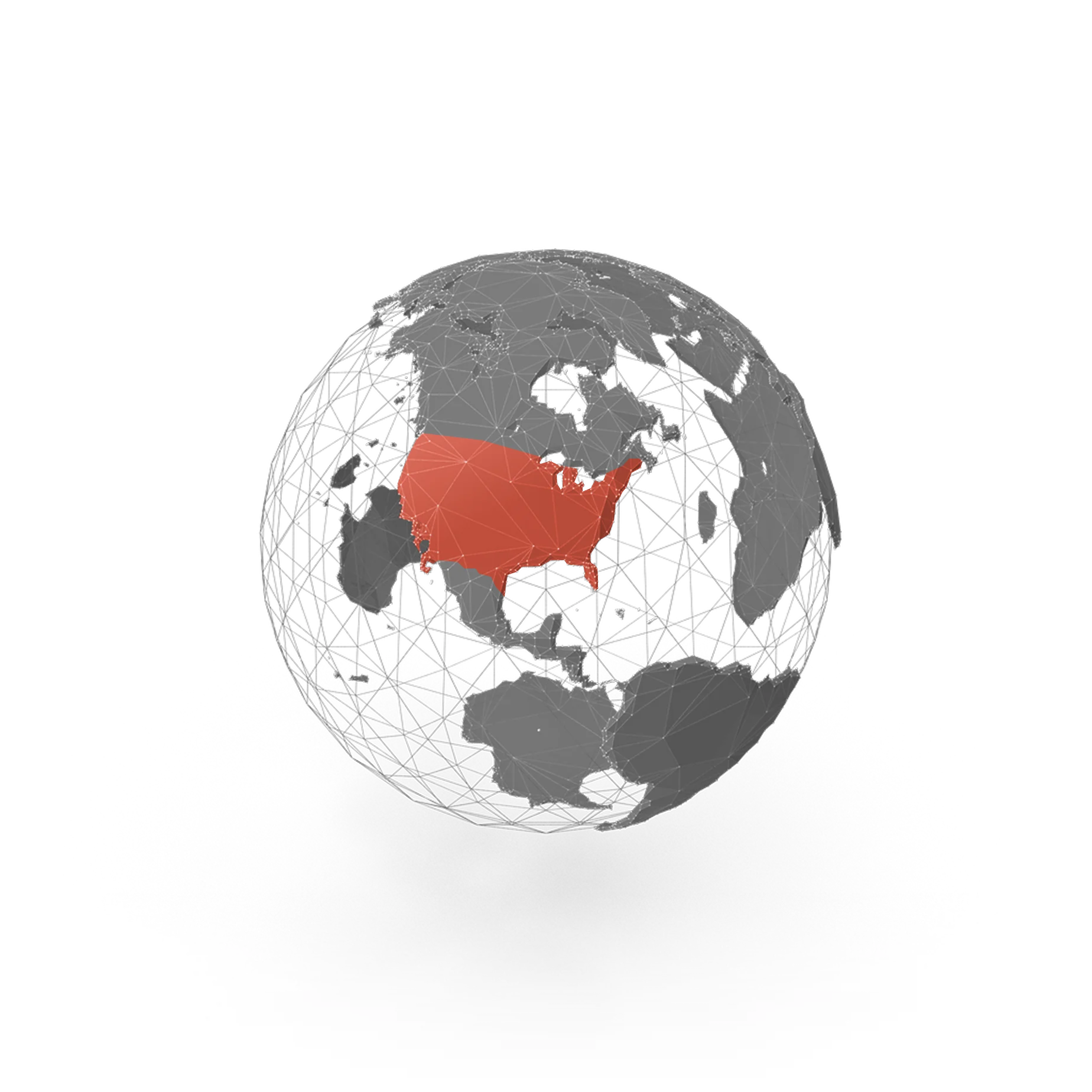 A globe illustration highlighting North America.