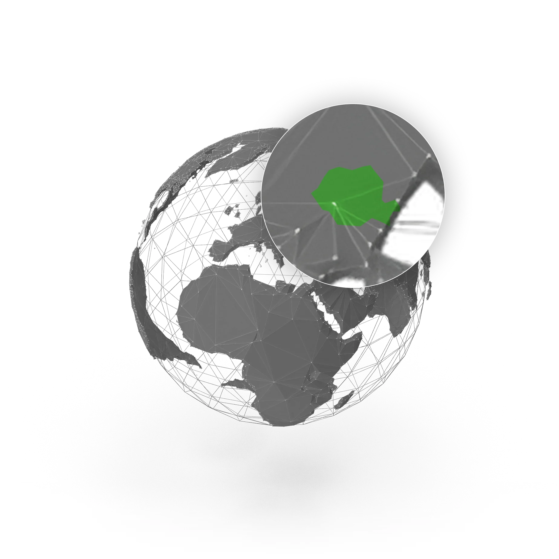 A globe illustration highlighting North America.