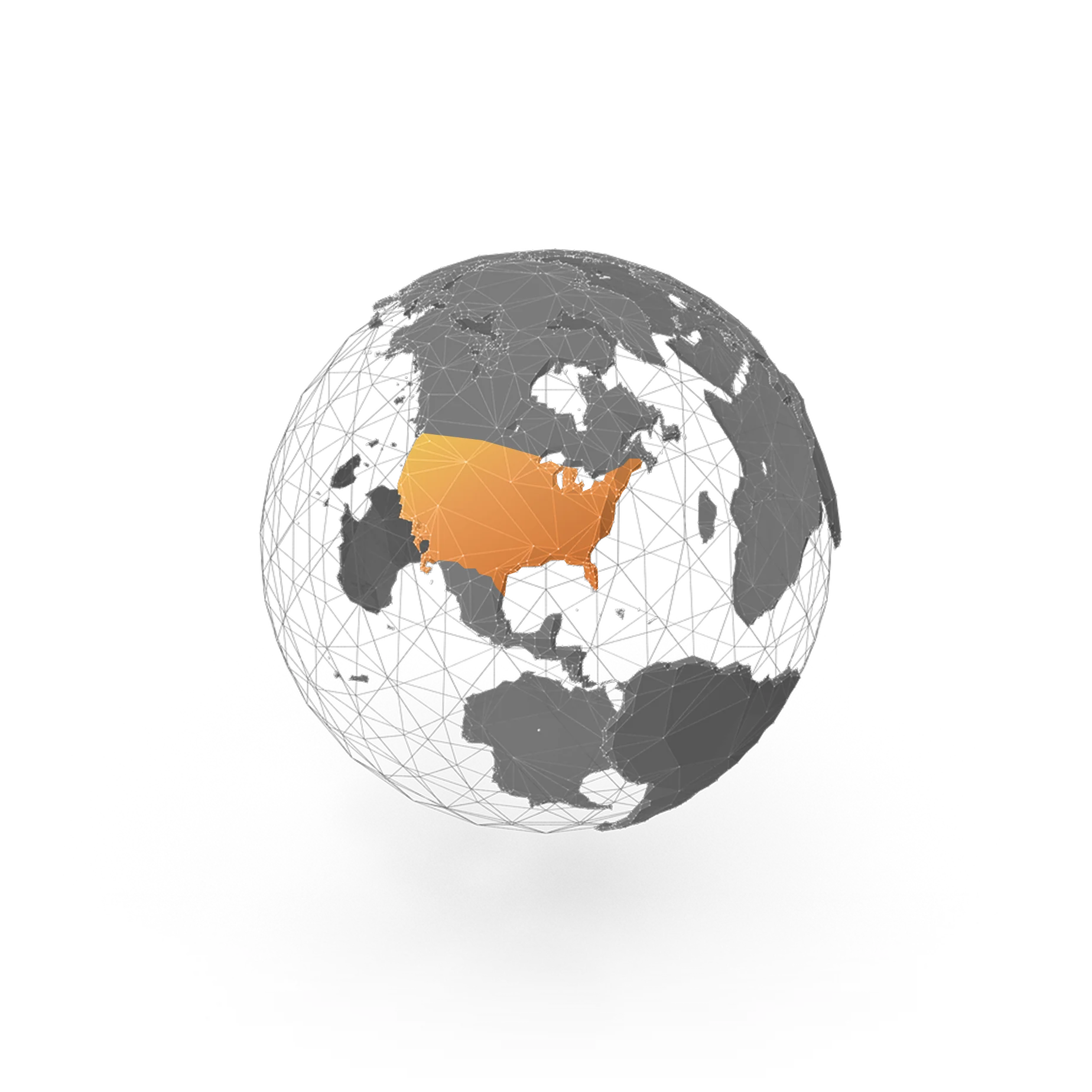 A globe illustration highlighting North America.