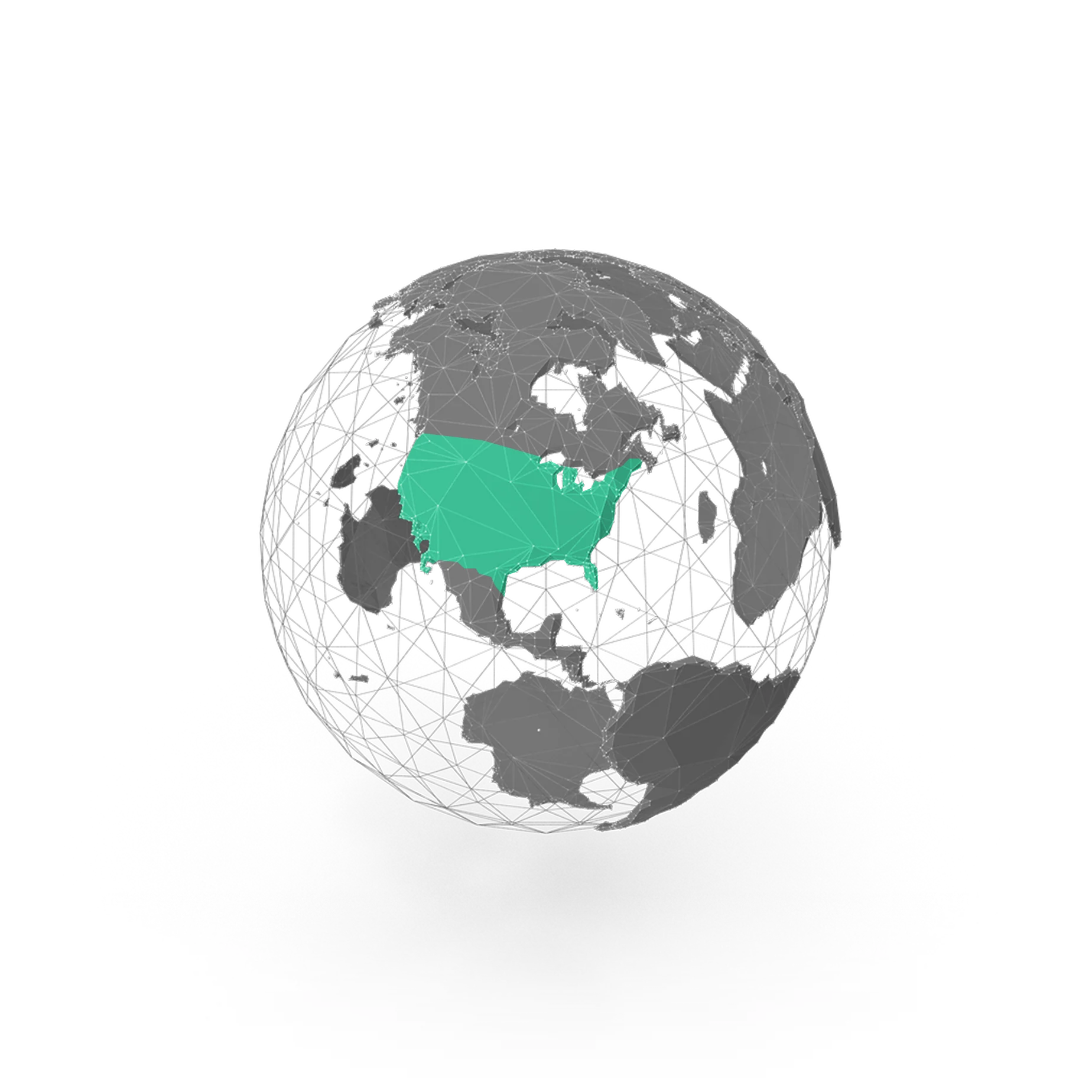 A globe illustration highlighting North America.